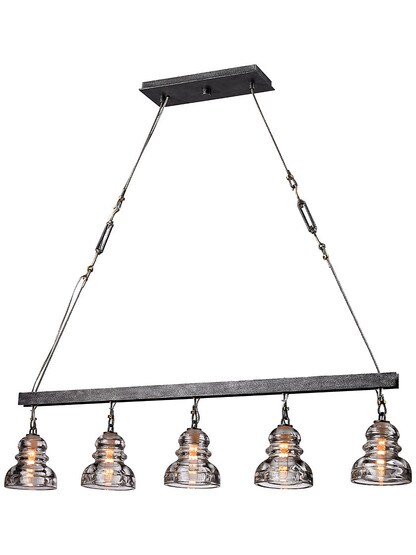 Menlo Park 5-Light Island Pendant in Old Silver.